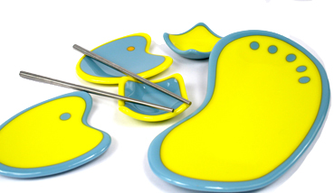 Mid Mod Bright Yellow Egg Shell Blue